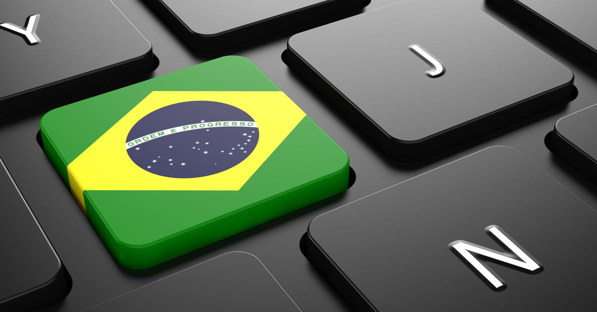 Brazil - Flag on Button of Black Keyboard. internet fixa