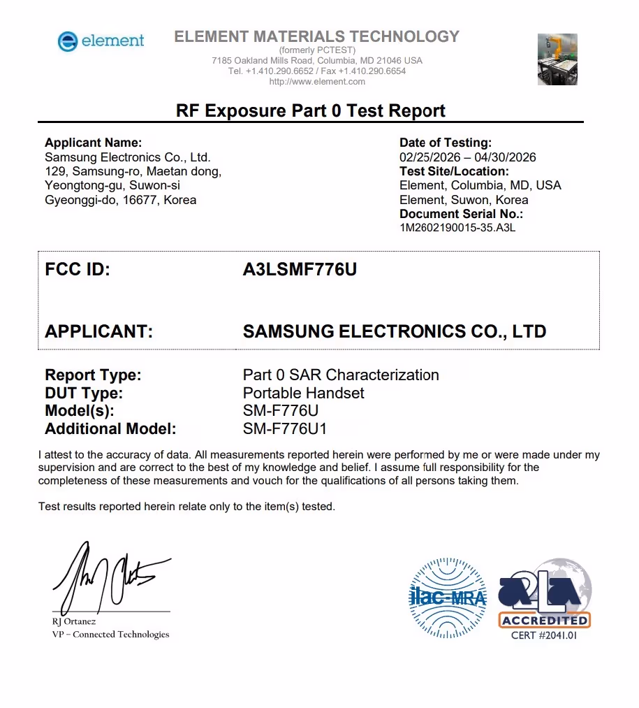 Galaxy Z Flip 8 Certification